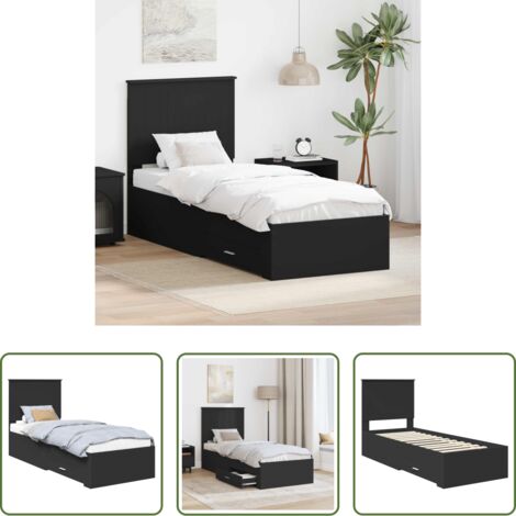 vidaXL Letto moderno -  Struttura del letto con testiera Nero e Argento 70 x 190 cm