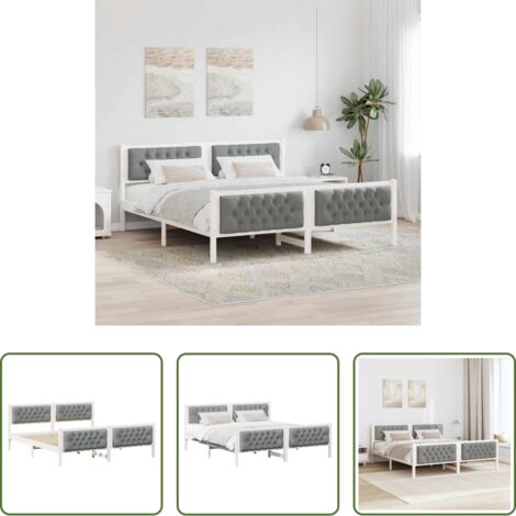vidaXL Letto moderno -  Struttura del letto Grigio chiaro 160 x 200 cm Pino massello