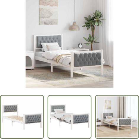 vidaXL Letto moderno -  Struttura del letto Grigio chiaro 75 x 190 cm Pino massello