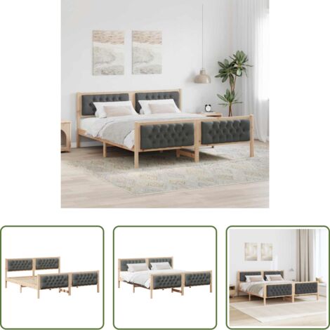 vidaXL Letto moderno -  Struttura del letto Grigio scuro 160 x 200 cm Pino massello