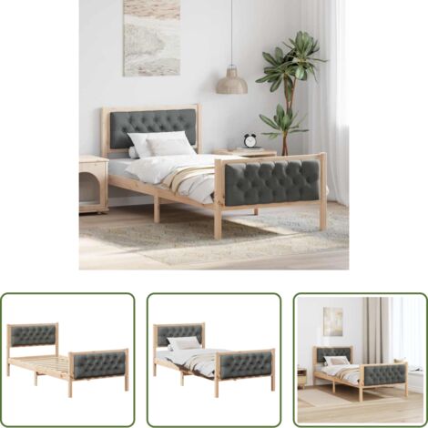 vidaXL Letto moderno -  Struttura del letto Grigio scuro 90 x 190 cm Pino massello