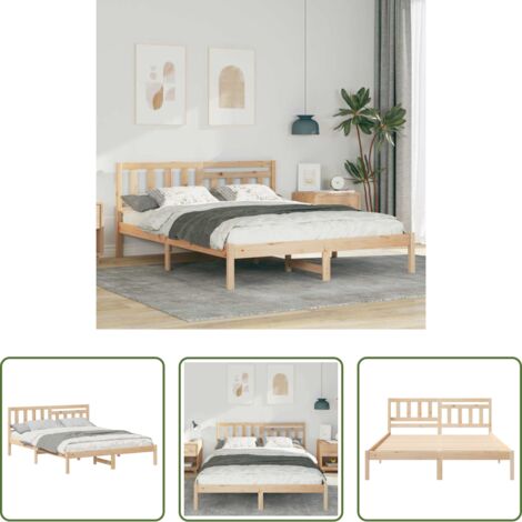 vidaXL Letto moderno -  Struttura del letto Marrone 140 x 200 cm Pino massello