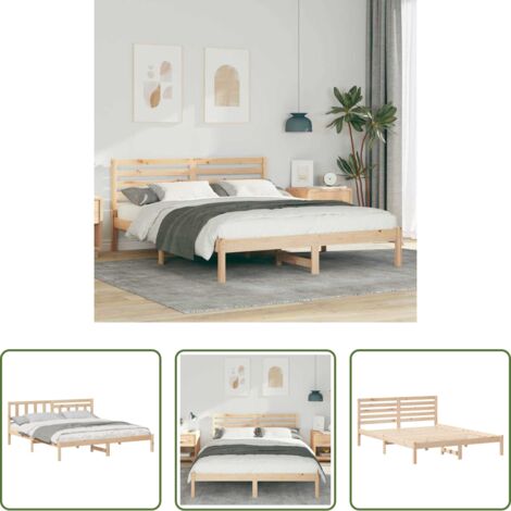 vidaXL Letto moderno -  Struttura del letto Marrone 140 x 200 cm Pino massello