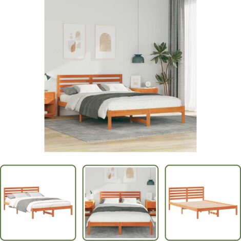 vidaXL Letto moderno -  Struttura del letto Marrone cerato 140 x 220 cm Pino massello