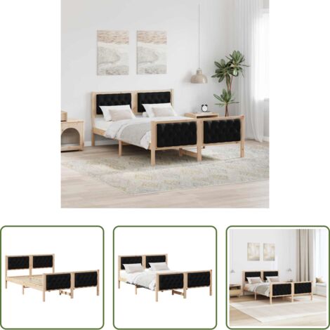 vidaXL Letto moderno -  Struttura del letto Nero 140 x 190 cm Pino massello