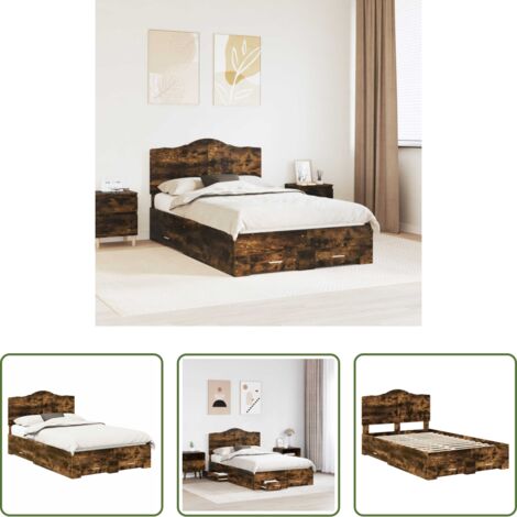 vidaXL Letto moderno -  Struttura del letto Rovere fumé 120 x 190 cm Legno multistrato
