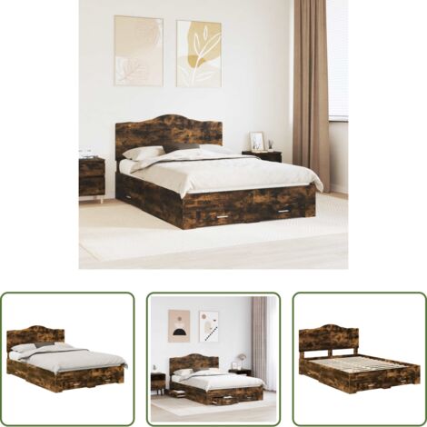 vidaXL Letto moderno -  Struttura del letto Rovere fumé 140 x 190 cm Legno multistrato