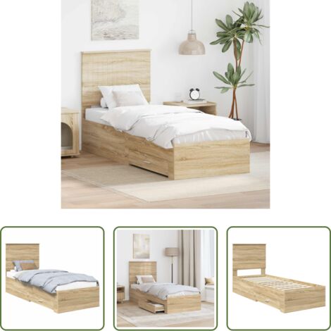 vidaXL Letto moderno -  Struttura del letto Rovere Sonoma e Argento 70 x 190 cm