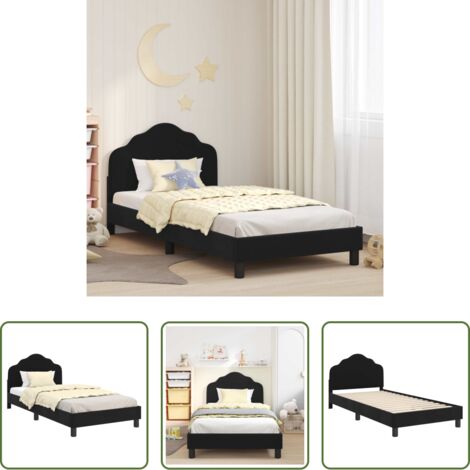 vidaXL Letto moderno -  Struttura letto bambini con testata Nero 90 x 200 cm Velluto