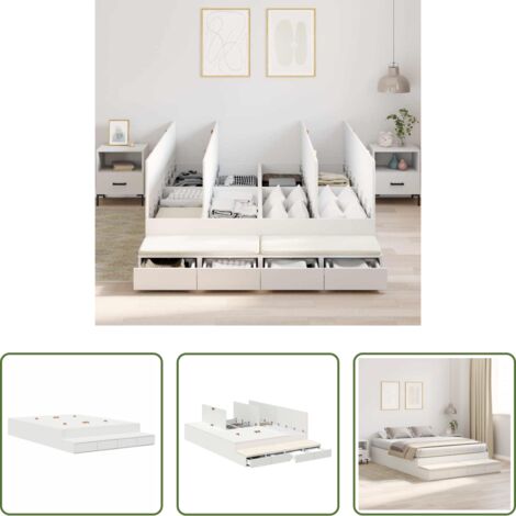 vidaXL Letto moderno -  Struttura letto con contenitore Bianco 150 cm Legno multistrato