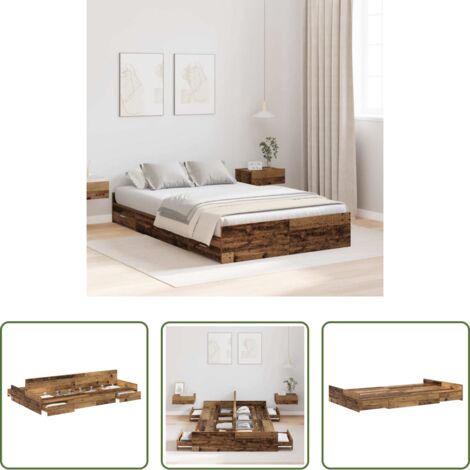 vidaXL Letto moderno -  Struttura letto con contenitore Legno vecchio 120 x 190 cm