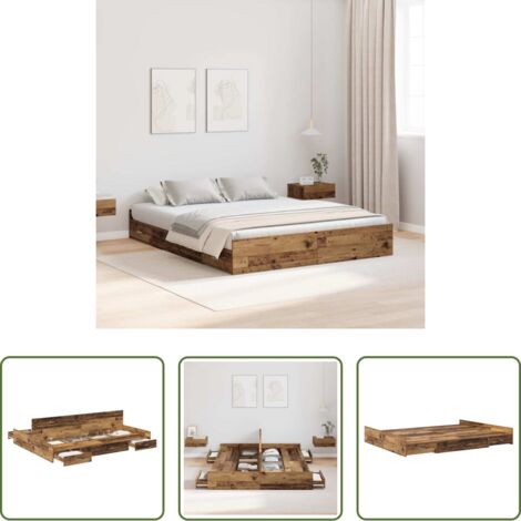vidaXL Letto moderno -  Struttura letto con contenitore Legno vecchio 150 x 200 cm