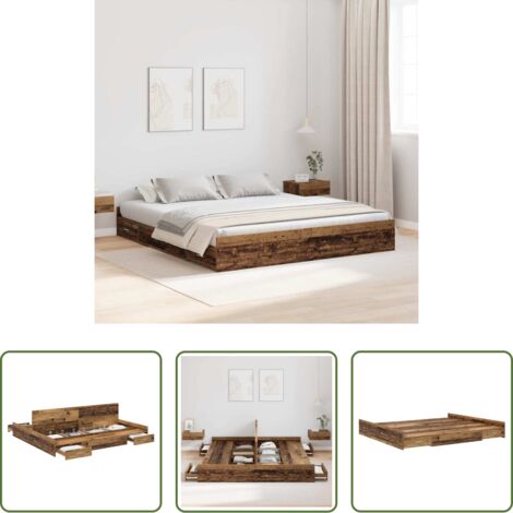 vidaXL Letto moderno -  Struttura letto con contenitore Legno vecchio 200 x 200 cm