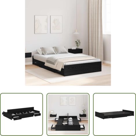 vidaXL Letto moderno -  Struttura letto con contenitore Rovere Nero 120 x 190 cm