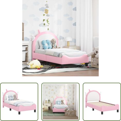 vidaXL Letto moderno -  Struttura letto per bambini con testata Rosa 70 x 140 cm PU