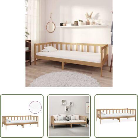 vidaXL Letto multifunzionale -  Divano Letto con Materasso 90x200 cm ambra in Legno di Pino