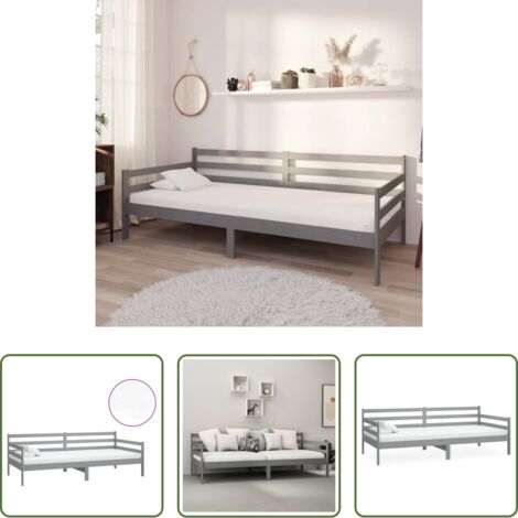 vidaXL Letto multifunzionale -  Divano Letto con Materasso 90x200 cm Grigio in Legno di Pino