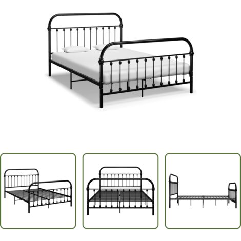 vidaXL Letto nero -  Giroletto Nero in Metallo 120x200 cm