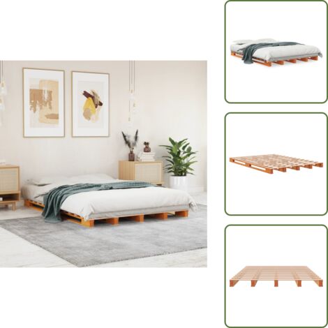 - vidaXL Letto Pallet Marrone Cera 140x200 cm in Legno Massello di Pino -