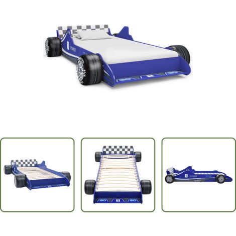vidaXL Letto per bambini in legno -  Letto Bambini ad Auto da Corsa 90x200 cm Blu