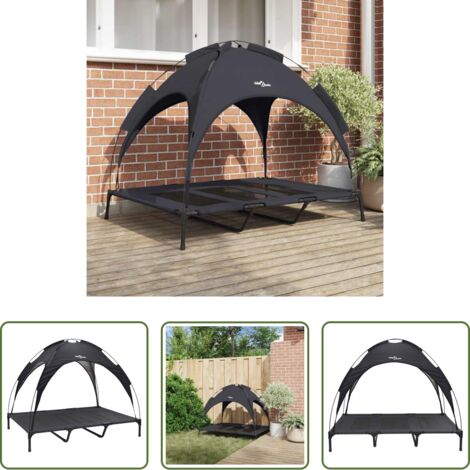 vidaXL Letto per cani esterno -  Letto per Cani Nero 122 x 93 x 106,5 cm Acciaio