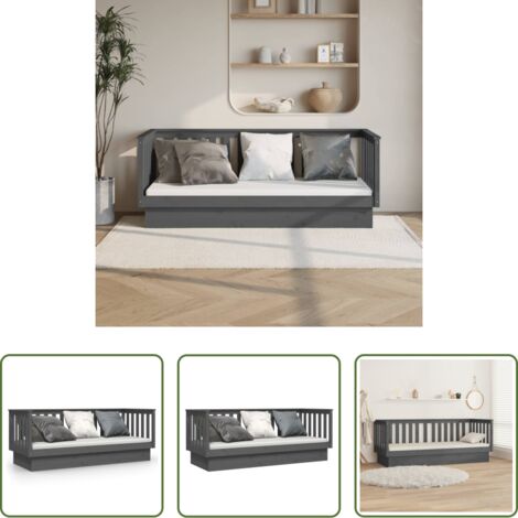 vidaXL Letto per ospiti -  Dormeuse Grigia 75x190 cm in Legno Massello di Pino