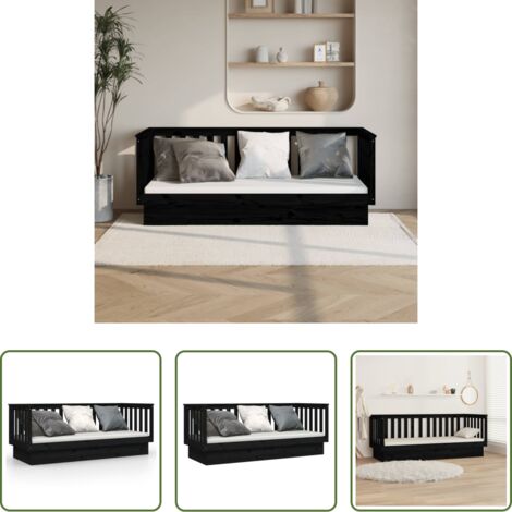 vidaXL Letto per ospiti -  Dormeuse Nera 75x190 cm in Legno Massello di Pino