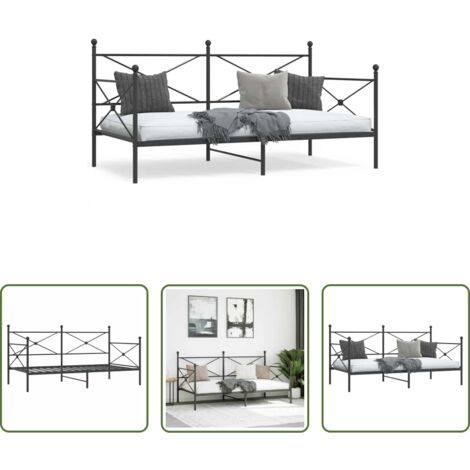 vidaXL Letto per ospiti -  Dormeuse senza Materasso Nero 100x190 cm in Acciaio