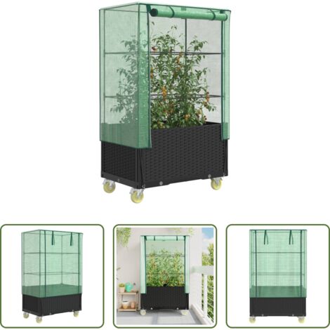 vidaXL Letto rialzato -  Letto Rialzato con Copertura e Ruote Effetto Rattan 80x50x182cm