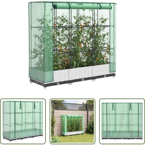 vidaXL Letto rialzato -  Letto Rialzato con Copertura Serra Effetto Rattan 120x40x123 cm