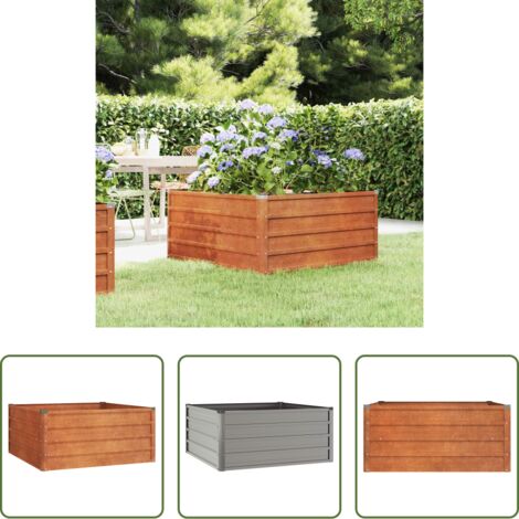vidaXL Letto rialzato -  Letto Rialzato da Giardino Ruggine 100x100x45 cm Acciaio Corten