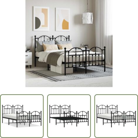 vidaXL Letto robusto -  Giroletto con Testiera e Pediera Metallo Nero 120x200 cm