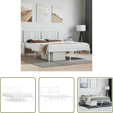vidaXL Letto robusto -  Giroletto con Testiera in Metallo Bianco 120x200 cm