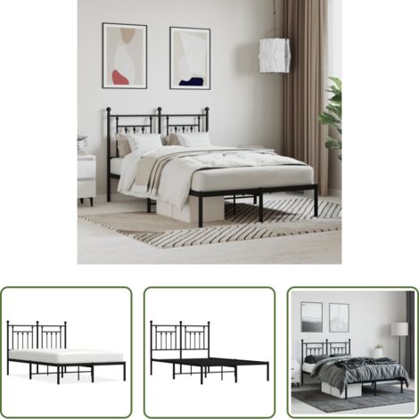 vidaXL Letto robusto -  Giroletto con Testiera in Metallo Nero 120x200 cm