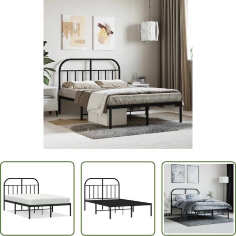 vidaXL Letto robusto -  Giroletto con Testiera in Metallo Nero 120x200 cm