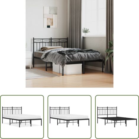 vidaXL Letto robusto -  Giroletto con Testiera in Metallo Nero 120x200 cm