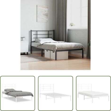 vidaXL Letto robusto -  Giroletto con Testiera Metallo Bianco 100x190 cm