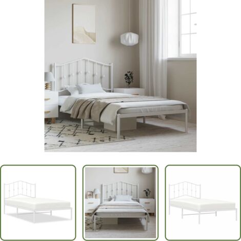 vidaXL Letto robusto -  Giroletto con Testiera Metallo Bianco 100x190 cm