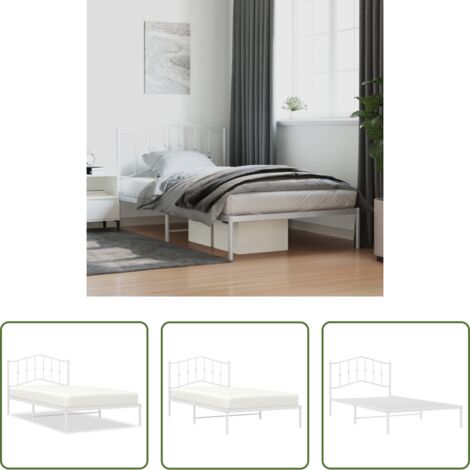 vidaXL Letto robusto -  Giroletto con Testiera Metallo Bianco 107x203 cm