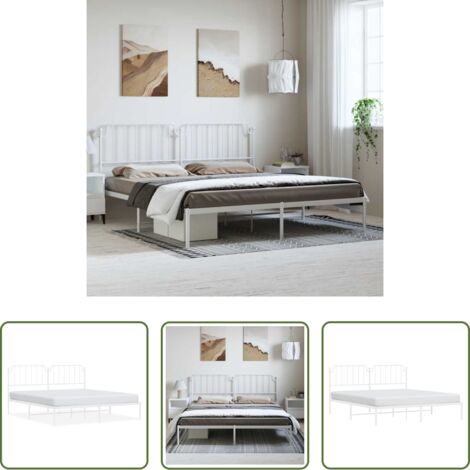 vidaXL Letto robusto -  Giroletto con Testiera Metallo Bianco 183x213 cm