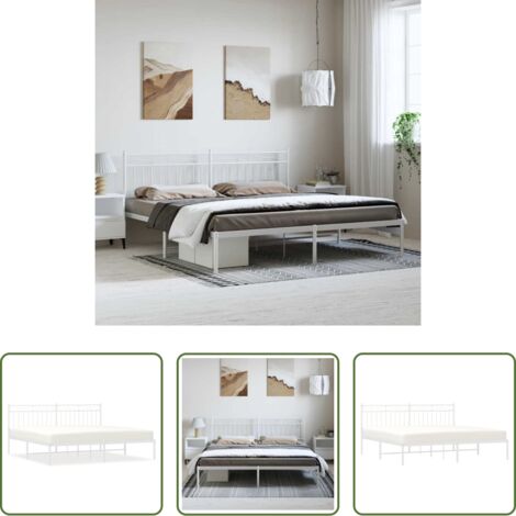 vidaXL Letto robusto -  Giroletto con Testiera Metallo Bianco 183x213 cm