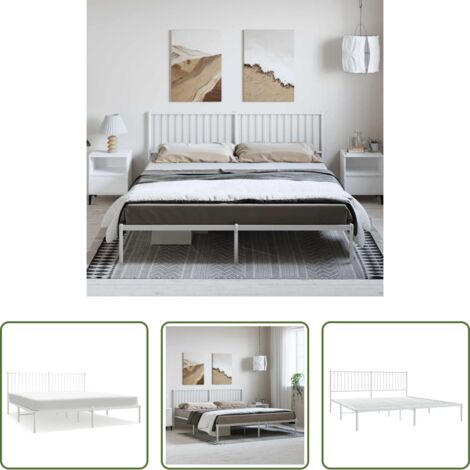 vidaXL Letto robusto -  Giroletto con Testiera Metallo Bianco 183x213 cm