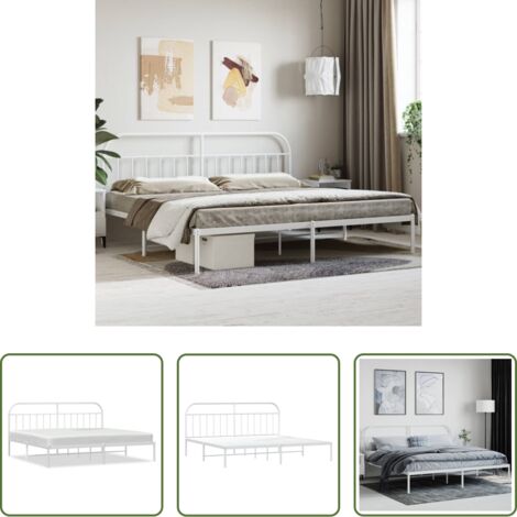 vidaXL Letto robusto -  Giroletto con Testiera Metallo Bianco 200x200 cm