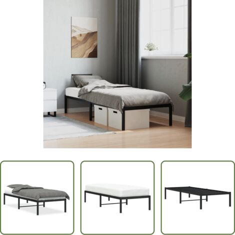 vidaXL Letto robusto -  Giroletto in Metallo Nero 80x200 cm