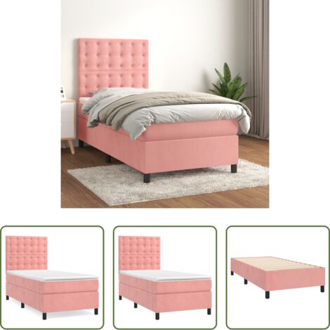 vidaXL Letto rosa -  Giroletto a Molle con Materasso Rosa 100x200 cm in Velluto