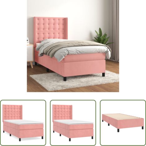 vidaXL Letto rosa -  Giroletto a Molle con Materasso Rosa 100x200 cm in Velluto