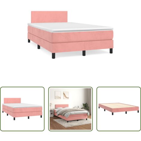 vidaXL Letto rosa -  Giroletto a Molle con Materasso Rosa 120x190 cm in Velluto