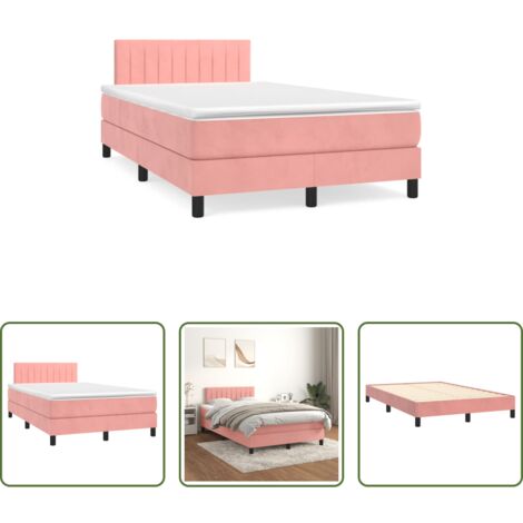 vidaXL Letto rosa -  Giroletto a Molle con Materasso Rosa 120x190 cm in Velluto