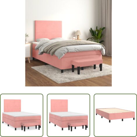 vidaXL Letto rosa -  Giroletto a Molle con Materasso Rosa 120x200 cm in Velluto