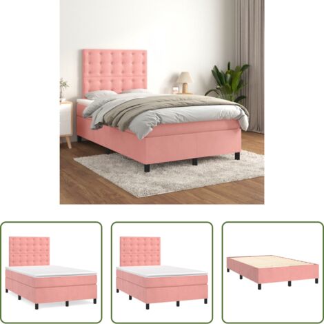 vidaXL Letto rosa -  Giroletto a Molle con Materasso Rosa 120x200 cm in Velluto